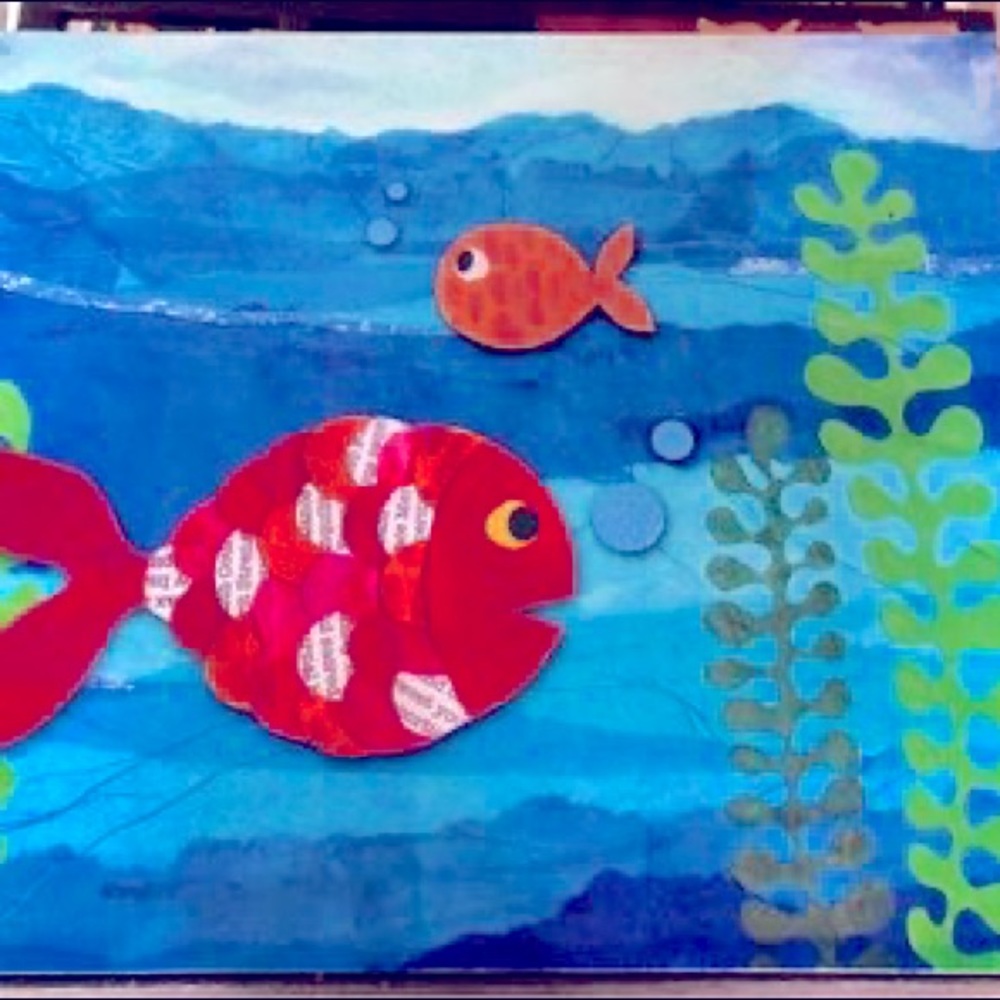 Canvas Art.  Perfect for child’s room or bathroom.  Cute and colorful